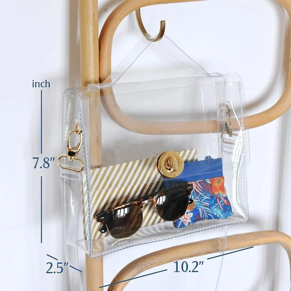 Clear PVC Crossbody Bag Women’s Stadium Approved with Turn Lock Closure